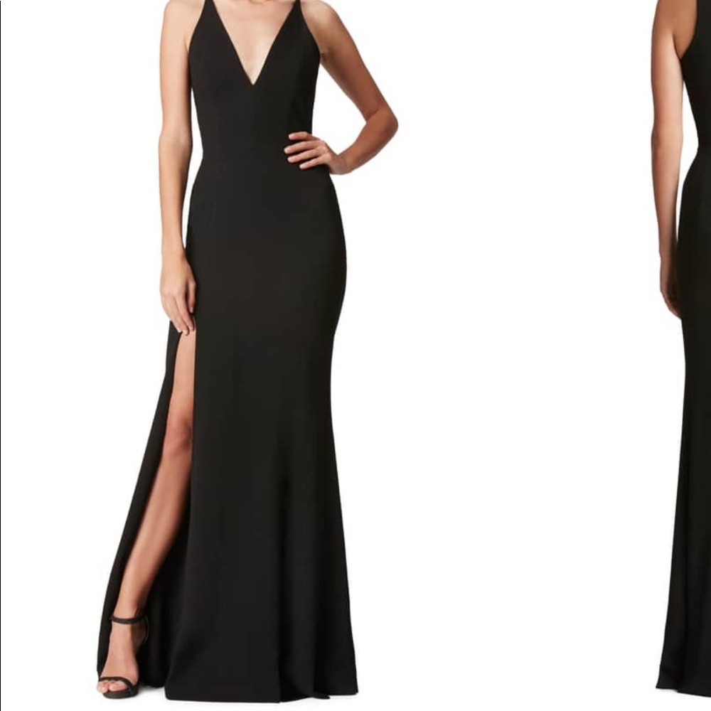 Dress the Population Iris Slit Crepe Gown